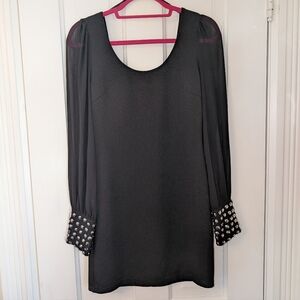 Elegant Black Women's Top with Embellished Cuffs